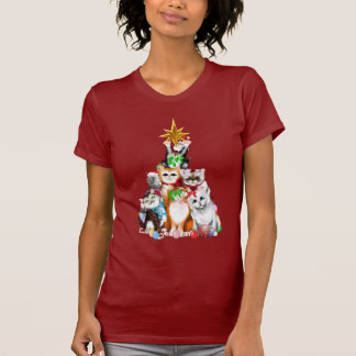 Camiseta T-shirt dos gatinhos da árvore de Natal