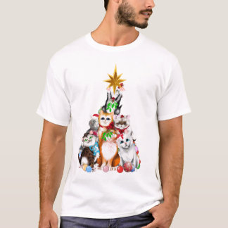 Camiseta T-shirt dos gatinhos da árvore de Natal
