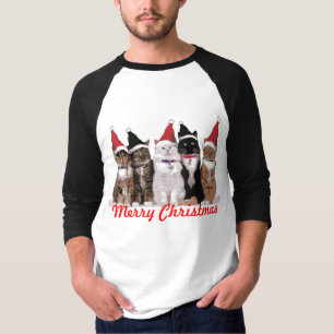 Camiseta T-shirt dos gatos do Natal - Capa longa - preto