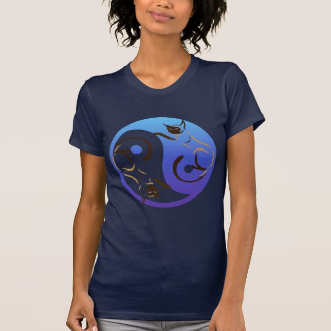 Camiseta T-shirt dos gatos Siamese de Yin Yang (Frente)