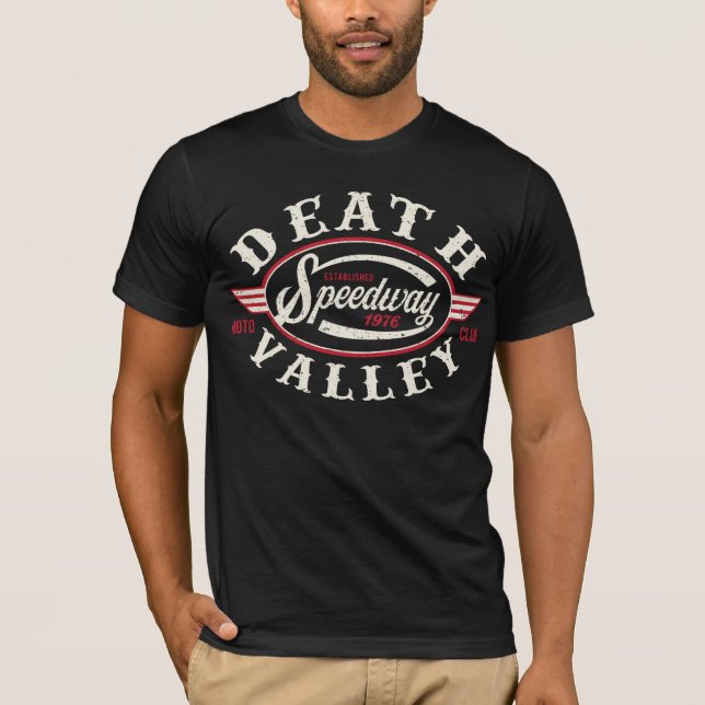 Camiseta T-shirt dos homens da motocicleta do Vale da Morte (Frente)