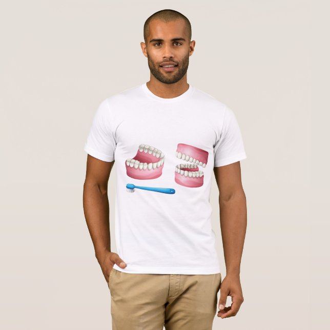 Camiseta T-shirt dos homens das dentaduras (Frente Completa)