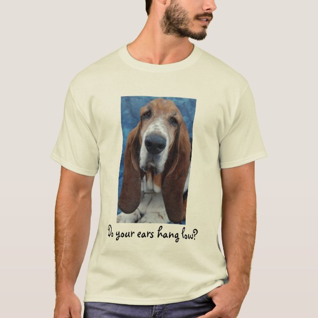 Camiseta T-shirt dos homens das orelhas de Basset Hound (Frente)