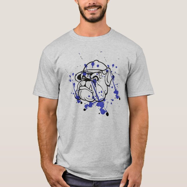 Camiseta T-shirt dos homens do buldogue de Splatted (Frente)