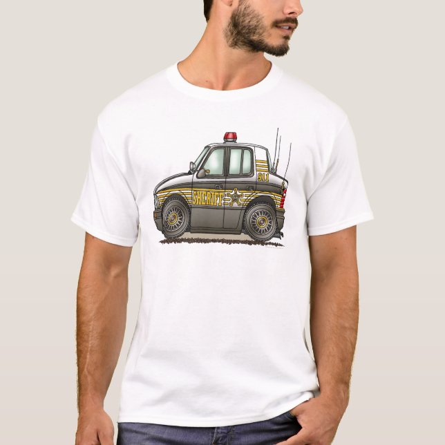 Camiseta T-shirt dos homens do carro-patrulha do carro do (Frente)