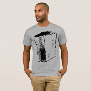 Camiseta T-shirt dos homens do desenho do saco de papel
