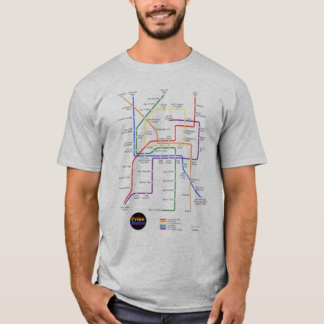Camiseta T-shirt dos homens do metro do orgulho (Frente)