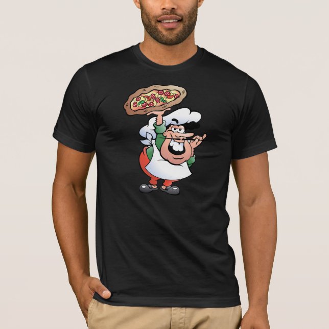 Camiseta T-shirt dos homens do padeiro da pizza (Frente)