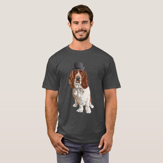 Camiseta T-shirt dos homens do pai do cão de Basset Hound (Frente Completa)