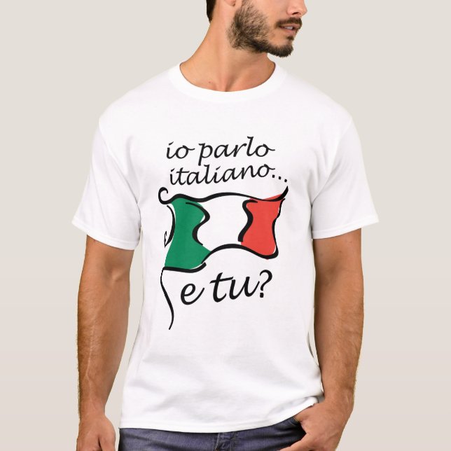 Camiseta T-shirt dos homens: Parlo Italiano do Io (Frente)