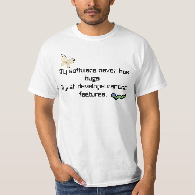 Camiseta T-shirt dos insetos de software (Frente)