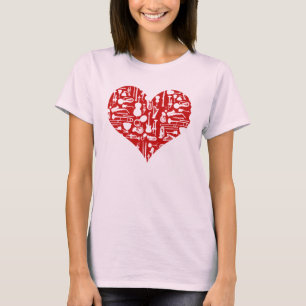Camiseta T-shirt dos instrumentos de música do amor