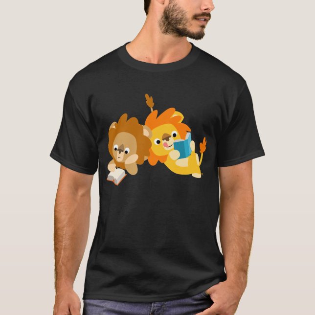 Camiseta T-shirt dos leitores de leões de desenhos brancos (Frente)