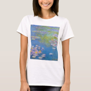 Camiseta T-shirt dos lírios de água amarela de Monet