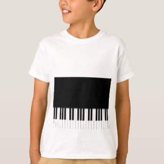 Camiseta T-shirt dos miúdos - branco do preto do teclado de