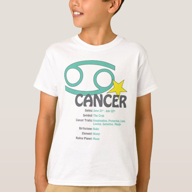 Camiseta T-shirt dos miúdos dos traços do cancer (Frente)