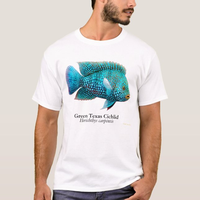 Camiseta T-shirt dos peixes de cichlidae de Texas (Frente)