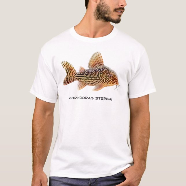 Camiseta T-shirt dos peixes de Corydoras Sterbai (Frente)