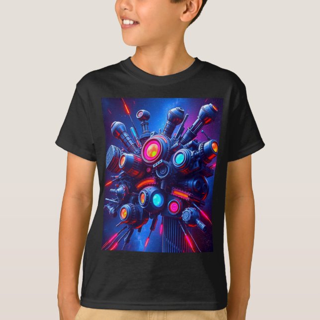 Camiseta T-Shirt dos Rapazes de Tecnologia Futurística (Frente)