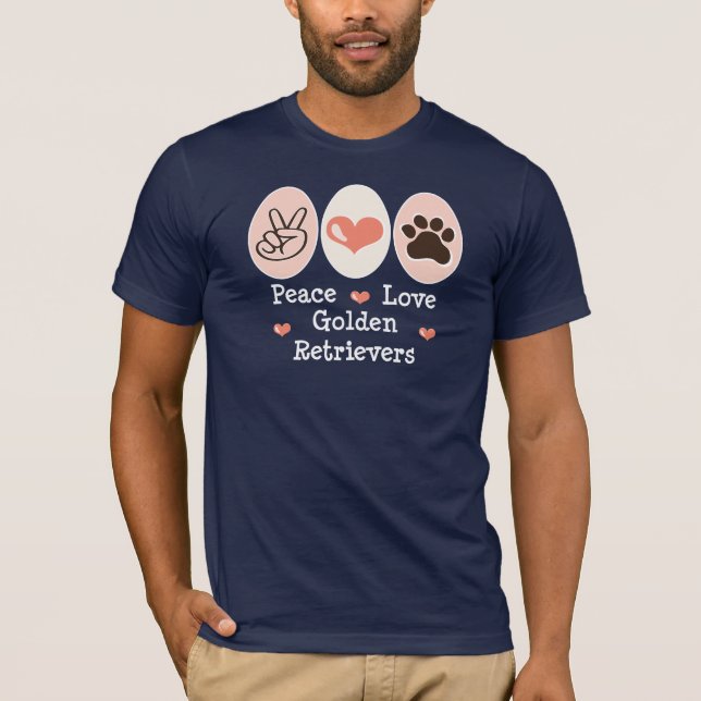 Camiseta T-shirt dos Retrievers dourados do amor da paz (Frente)