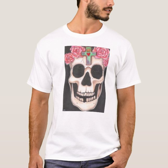 Camiseta T-shirt dos rosas de N do crânio ' (Frente)