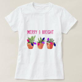 Camiseta T-shirt dos Succulents e das luzes de Natal