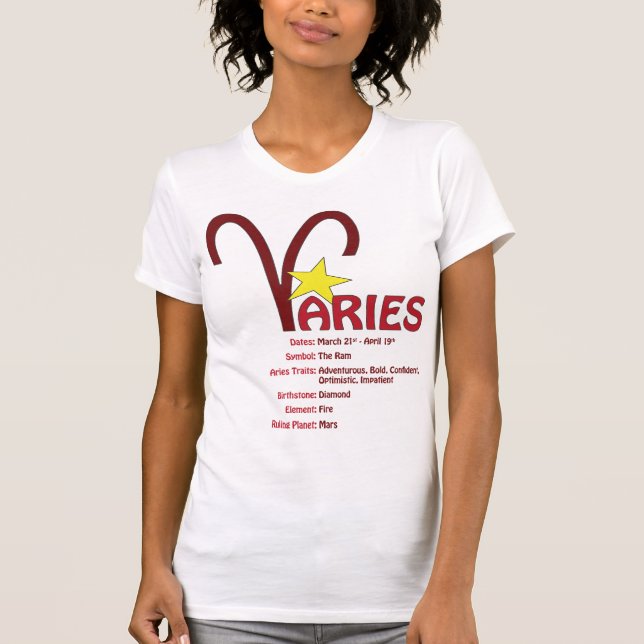 Camiseta T-shirt dos traços do Aries (Frente)