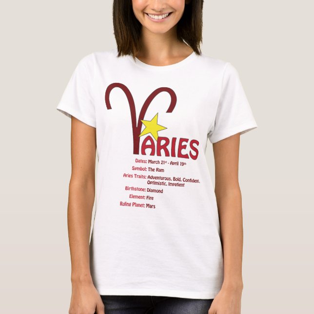 Camiseta T-shirt dos traços do Aries (Frente)