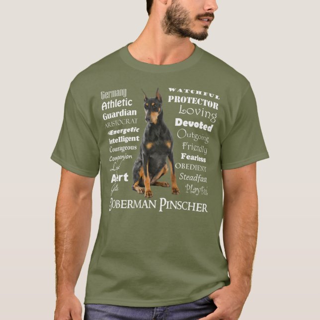 Camiseta T-shirt dos traços do Doberman (Frente)