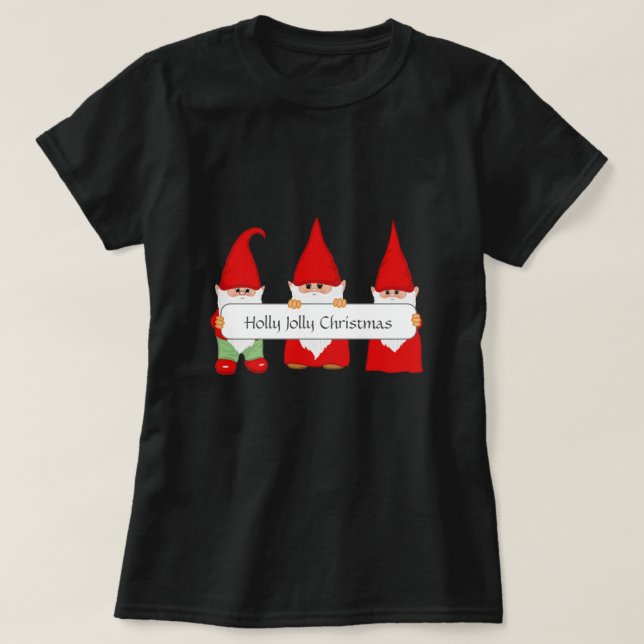 Camiseta T-Shirt dos Três Gnomos de Natal (Frente do Design)
