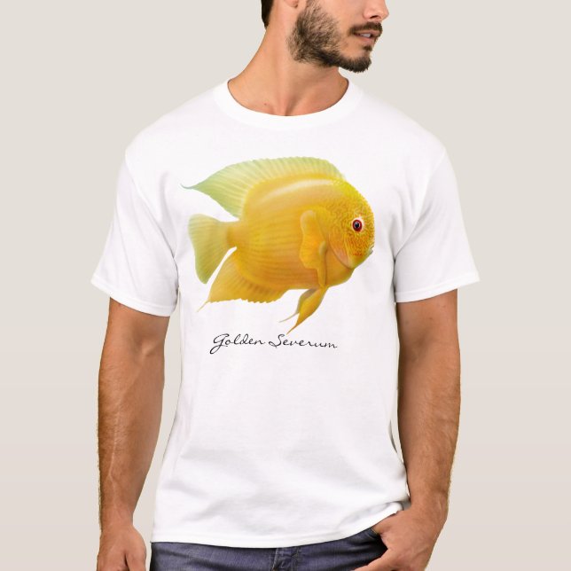 Camiseta T-shirt dourado da cichlidae de Severum (Frente)