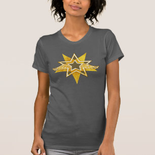 Camiseta T-shirt dourado da estrela das asas angélicos