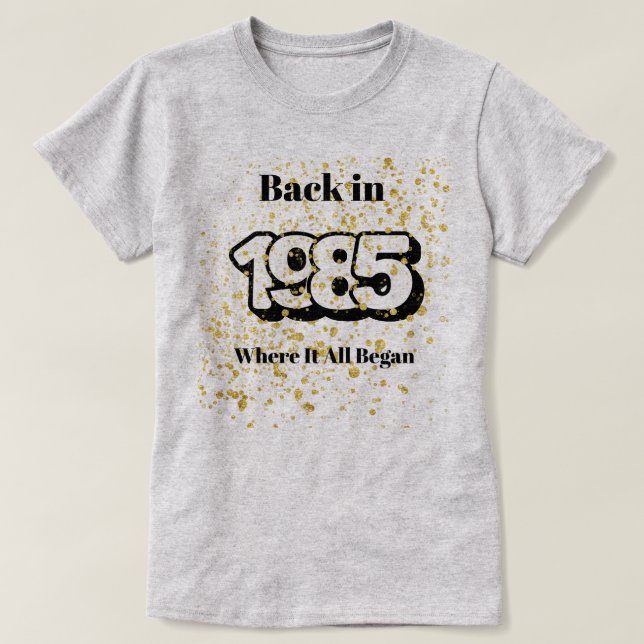 Camiseta T-Shirt Dourado de 1985 (Frente do Design)