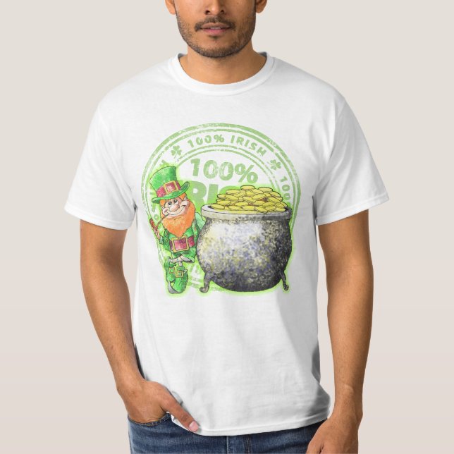 Camiseta T-shirt Dourado do ~ do Leprechaun do irlandês de (Frente)