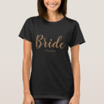 Camiseta T-Shirt Dourado Personalizado<br><div class="desc">Faz um presente de excelente para a noiva</div>