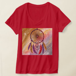 Camiseta T-Shirt Dourado Vermelho Cute V-Neck