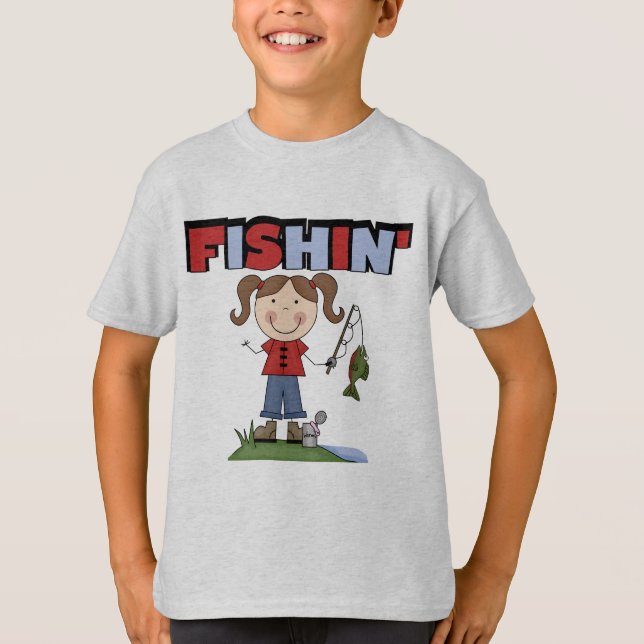 Camiseta T-shirt e presentes da menina de Fishin (Frente)
