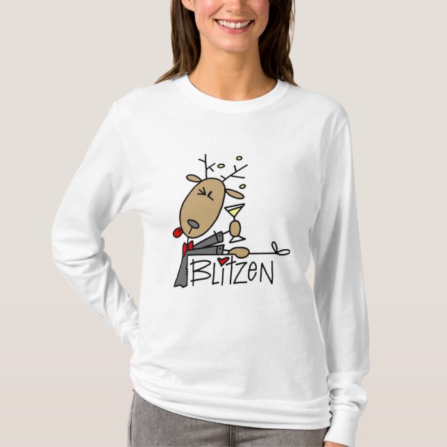 Camiseta T-shirt e presentes da rena de Blitzen (Frente)