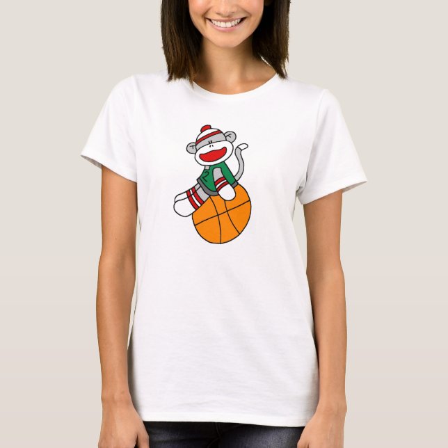 Camiseta T-shirt e presentes do basquetebol do macaco da (Frente)