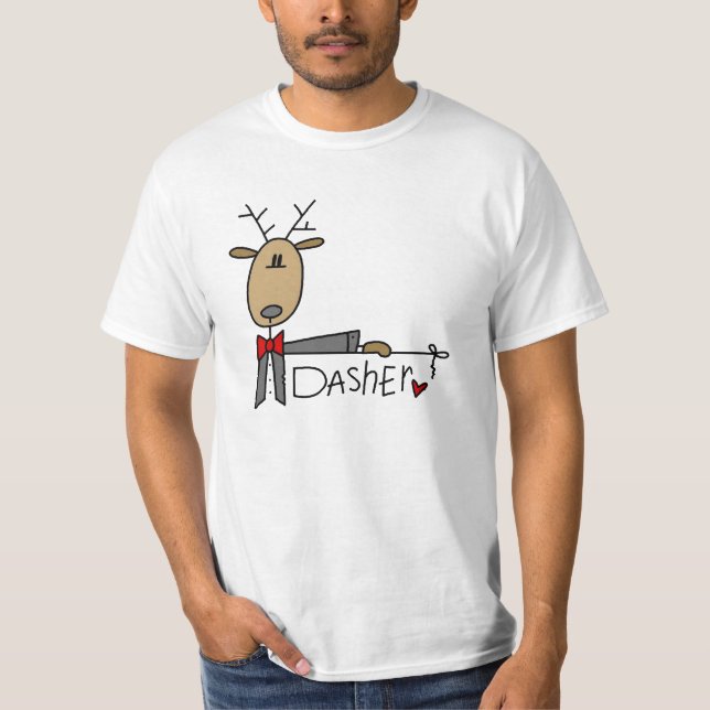 Camiseta T-shirt e presentes do Natal da rena de Dasher (Frente)