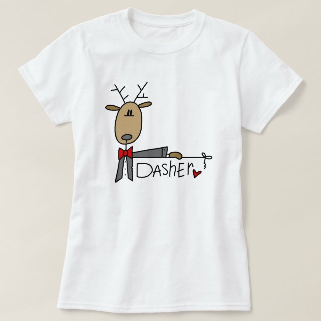 Camiseta T-shirt e presentes do Natal da rena de Dasher (Frente do Design)
