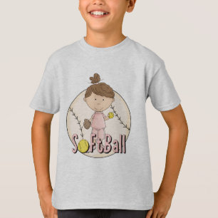 Camiseta T-shirt e presentes do softball das meninas