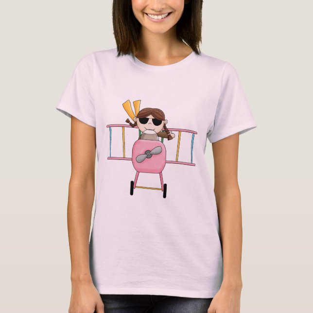 Camiseta T-shirt e presentes piloto da menina (Frente)