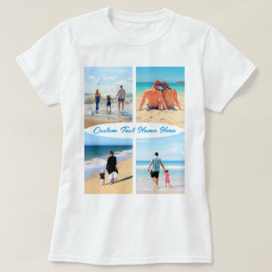 Camiseta T-Shirt e Texto Personalizados de Colagem de Fotog