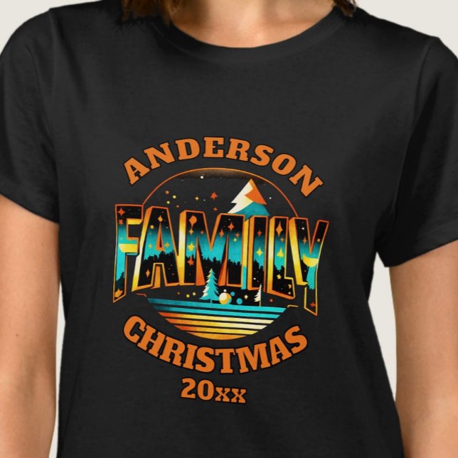 Camiseta T-Shirt editável com teal laranja da família de Na (Criador carregado)
