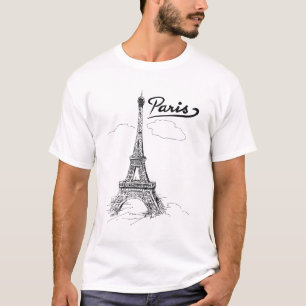 Camiseta T-shirt Eiffel Tower Drawing, Ficheiro de Paris, t