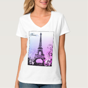 Camiseta T-Shirt Eiffel Tower Paris (roxo)