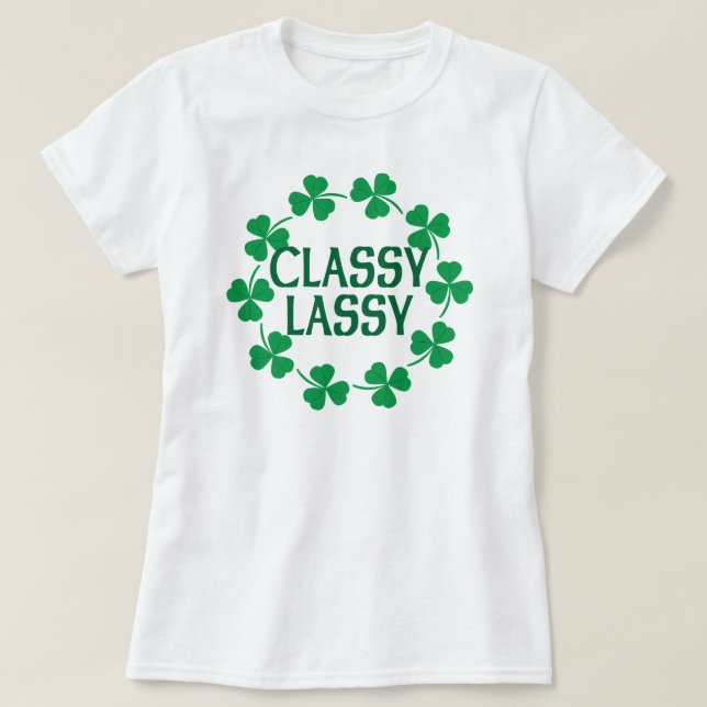 Camiseta T-shirt elegante dos trevos de Lassy (Frente do Design)