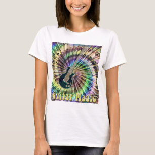 Camiseta T-shirt elétrico da guitarra da Laço-Tintura do