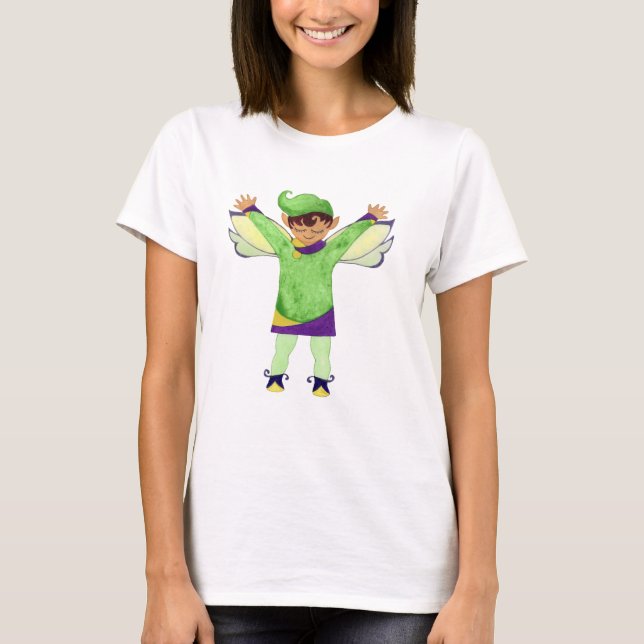 Camiseta T-Shirt Elf Verde feliz (Frente)